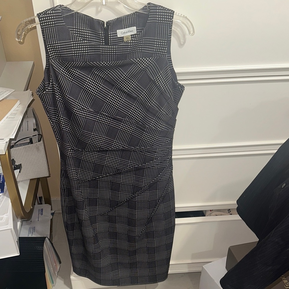 Calvin Klein Black and White Checkered Mini Dress